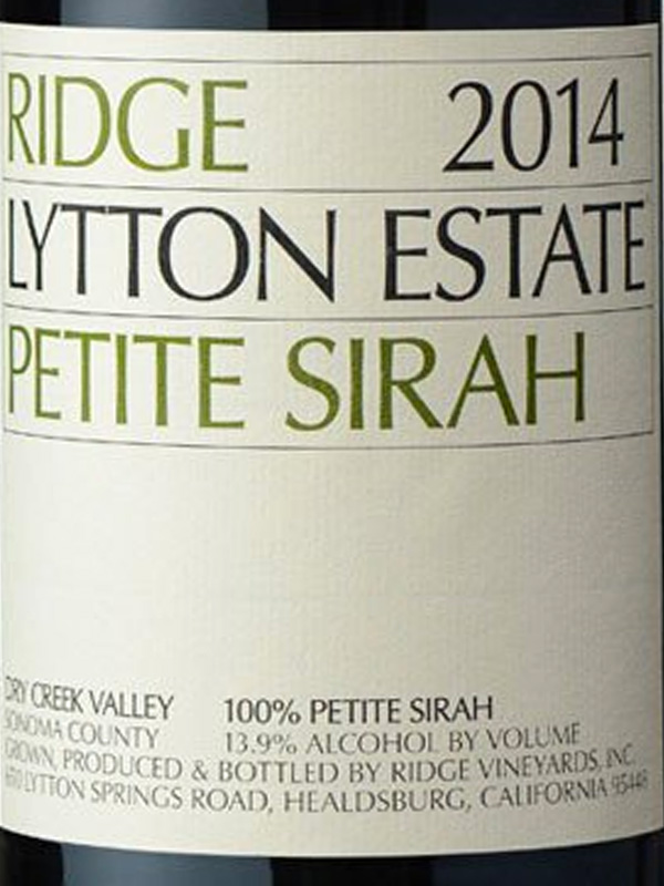 Ridge Vineyards Lytton Estate Petite Sirah, 2014 (Rouge)